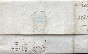 GB 1821 PRE-STAMP SCOTTISH WRAPPER FROM STIRLING TO EDINBURGH DT 19TH FEB 1821.