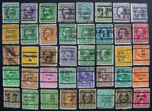 USA, 40 Different Precancels, Washington & Franklin, Prexy, etc