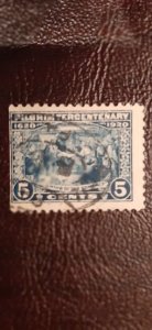 US Scott # 550; 5c Pilgrim Tercen issue; used from 1920; Fine center, straight e