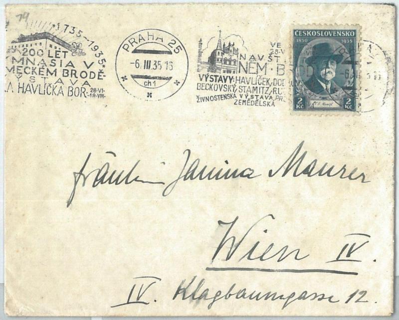 69905 - CZECHOSLOVAKIA - POSTAL HISTORY -  COVER to AUSTRIA  1935