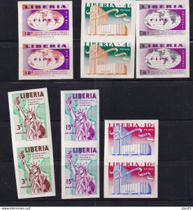 Liberia 1956 Intern Philatelic Exhibition MNH Imperf Horizontal Pairs 15998