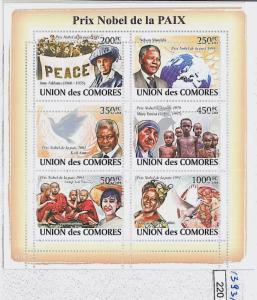 Comoros 2008, MISSPERF SHEET: Peace Nobel Prize, Mother Theresa, Addams, Mandela