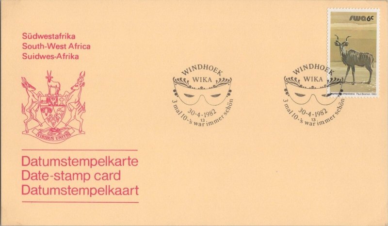 ZAYIX South West Africa 452 Date-stamp card WIKA 1982 081622SM26