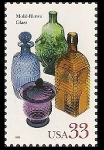 US 3326 American Glass Mold-Blown Glass 33c single (1 stamp) MNH 1999