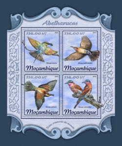 MOZAMBIQUE - 2018 - Bee-Eaters - Perf 4v Sheet- MNH