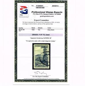 GENUINE SCOTT #749 F-VF USED PSE GRADED CERT - APPARENT CENTERING SUPERB 98