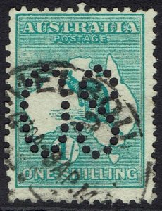 AUSTRALIA 1913 KANGAROO PERF LARGE OS 1/- USED