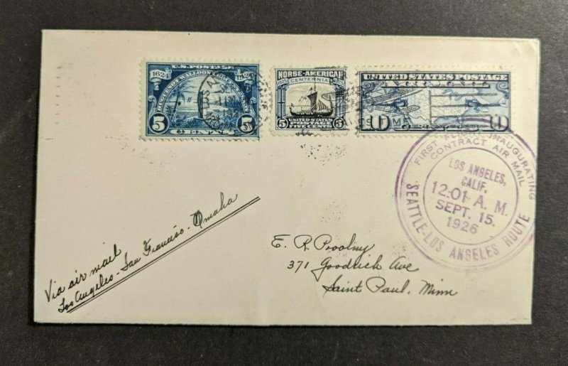1926 Los Angeles CA First Flight Cover to Saint Paul MN
