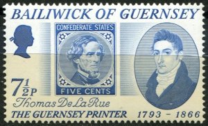 Guernsey  Sc#59 MNH, 7½p bl, Thomas De La Rue commemoration (1971)