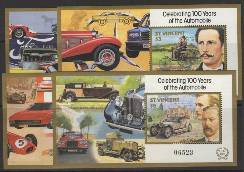 ST.VINCENT SGMS1089 1987 CENTURY OF MOTORING MNH