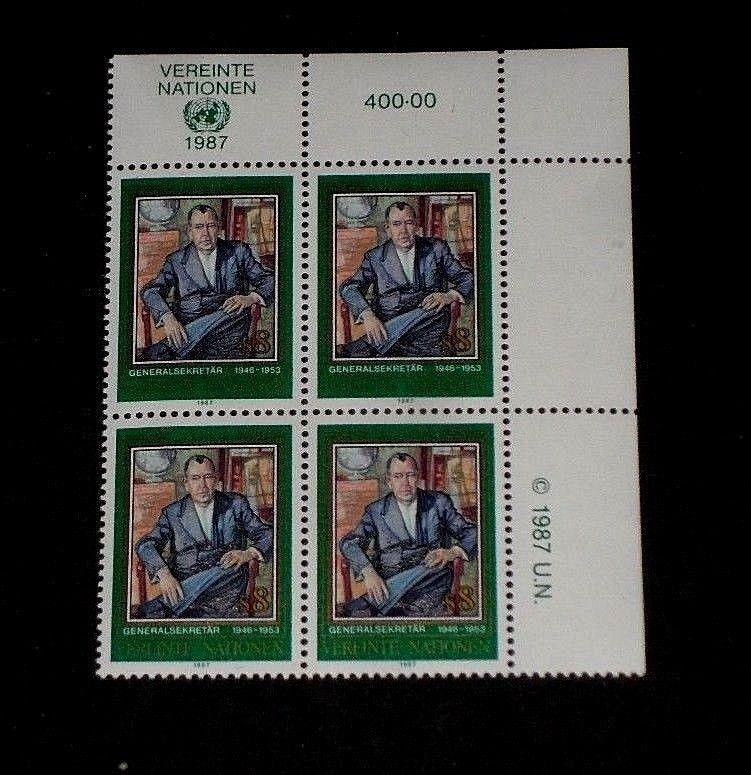 U.N.1987, VIENNA #67, TRYGVE HALVDAN, INSC. BLK/4, MNH,NICE!! LQQK!!