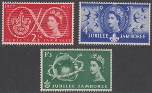 Great Britain 334-336 Scouts on Stamps MNH CV $5.70