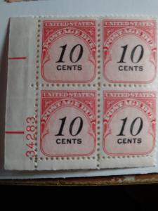 SCOTT #J97 TEN CENT UNITED STATES POSTAGE DUE PLATE BLOCK BEAUTIFUL