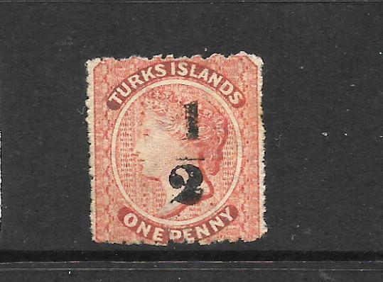 TURKS ISLANDS  1881   1/2 on 1d  QV  MLH        SG 21