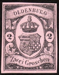 1859, Germany Oldenburg 2Gr, MNG, Sc 7, Reprint