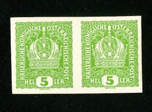 Austria Stamps # 14b Scarce Imperforate Pair OG LH