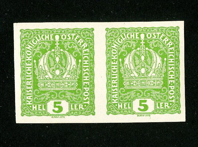 Austria Stamps # 14b Scarce Imperforate Pair OG LH