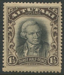 Aitutaki 1920 SG26 1½d black and Sepia Captain cook MLH