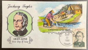 2217c Collins Hand Painted cachet Zachary Taylor, Ameripex ‘86 FDC