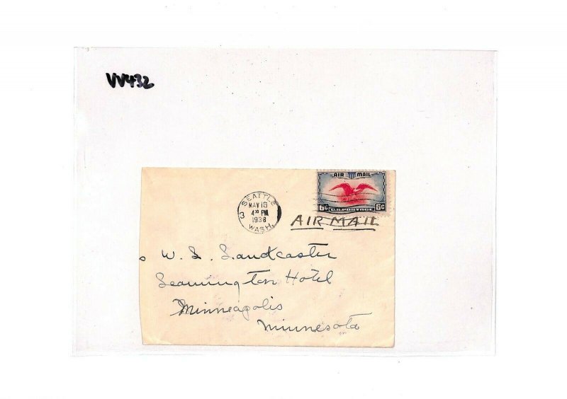 USA Cover Internal Air Mail Seattle Minnesota Minneapolis 1938 {samwells}VV432