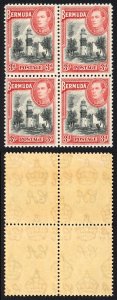 Bermuda SG114 3d Black and rose red Block 2 x U/M (gum a little brown) Cat 200