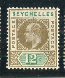 SEYCHELLES; 1906 early Ed VII issue fine Mint hinged Shade of 12c. value