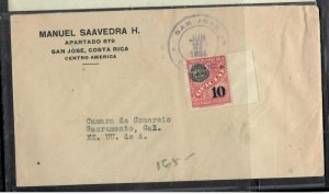 COSTA RICA COVER (P0409B) 1934 10C OFFICIAL ON COVER TO USA 