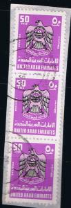 UAE. United Arab Emirates. Stamps on piece.SC 95 x 3 vert...