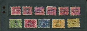 RJ1-RJ11 Tobacco Sales Tax Revenue Used Set of 11 Stamps (Bx 2944)