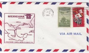 mexicana airlines copus christi  1966  air mail stamps  flight cover ref r15420 