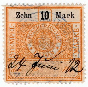 (I.B) Germany Revenue : Duty Stamp 10M (Hess)