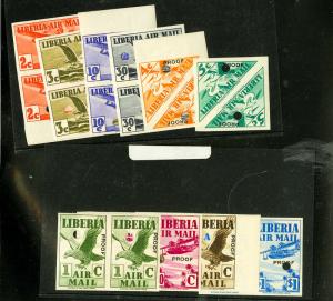 Liberia # C4P-13P Proof Stamp Pairs NH Extremely Rare