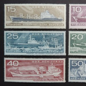 HuskyStamps ~ Germany DDR #1318-1323, set of 6, MNH, Ships, 6 pictures