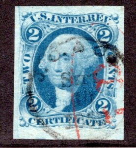 R7a - 2c - Certificate Revenue - Blue - imperf - used - H/S cancelled - XF