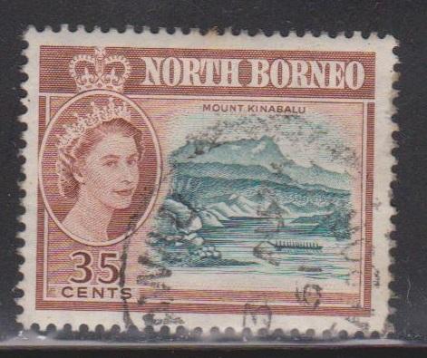 NORTH BORNEO Scott # 289 Used - QEII & Mount Kinabalu # 1