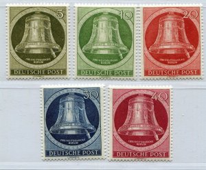 GERMANY BERLIN 1951 FREEDOM BELL CLAPPER RIGHT 9N75-9N79 PERFECT MNH