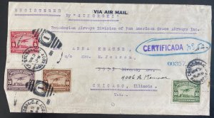 1929 Ecuador Canal Zone Panama Paqueboat cover to Chicago IL Usa Via Airmail 