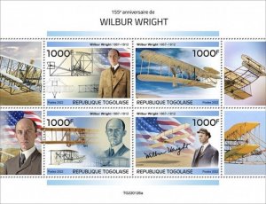 Togo - 2022 Aviation Pioneer Wilbur Wright - 4 Stamp Sheet - TG220126a