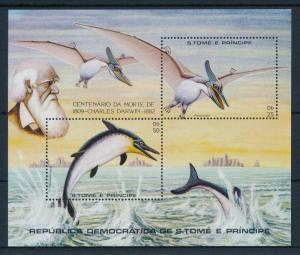 [48447] Sao Tome & Principe 1982 Marine life Dinosaurs Darwin MNH Sheet