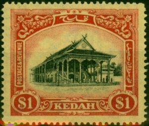 Kedah 1924 $1 Black & Red-Yellow SG37 Fine LMM