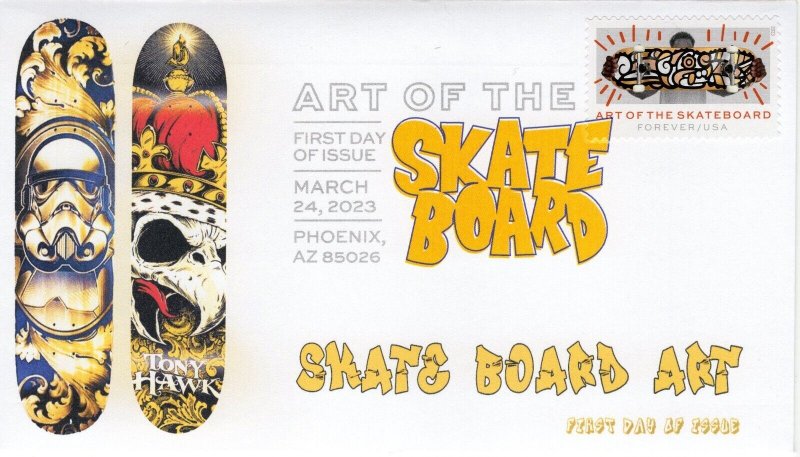 23-064, 2023, Art of the Skate Board, First Day Cover, Digital Color Postmark, P