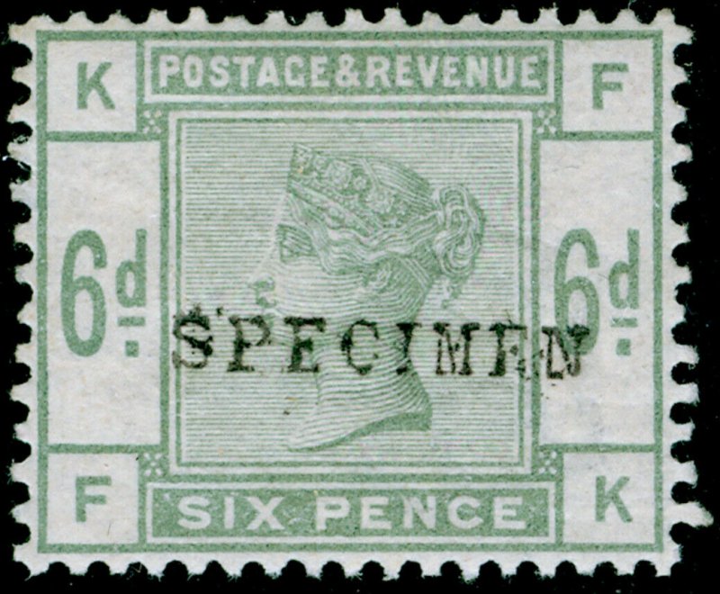 SG194s, 6d dull green, M MINT. Cat £220. SPECIMEN. FK