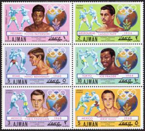 Ajman Mi #1054-1059 set/6 mnh - 1971 - Boxing Gold Medals 1952-1968