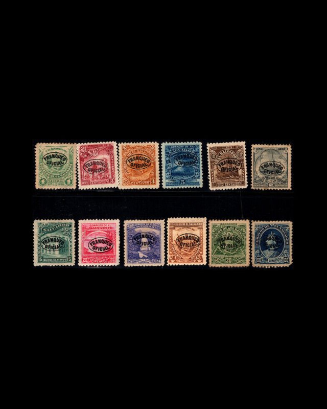 VINTAGE: EL SALVADOR 1896 OGLH,BH,LHR SCOTT#O13-24 $155.50 LOT# ELS1896W 