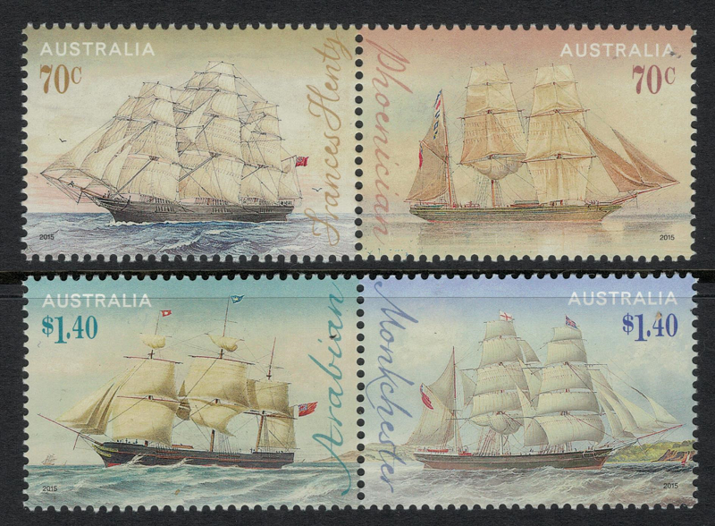 2015 Australia Era of Sails Clipper Ships(Se-tennant 4) MNH