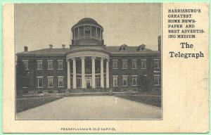 1904 Harrisburg Old Capitol The Telegraph Newspaper Advertising unused postcard