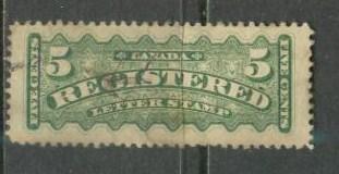 CANADA Sc# F2 USED FVF Registered Letter Stamp