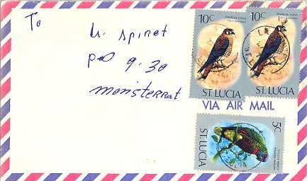 Saint Lucia 5c St. Lucia Parrot and 10c American Kestrel (2) 1976 La Pointe, ...