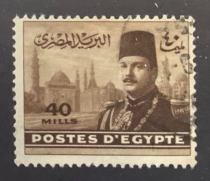 Egypt 1947 Scott 268 used - 40 m, King Farouk in front of Hussan Mosque