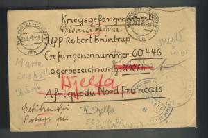 1945 Wuppertal Germany Cover to French North Africa POW Prisoner of war Camp